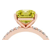 Fancy Yellow Asscher Cut Diamond Pavé Band Solitaire Set in Rose gold with Prong Setting
