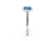 Fancy Blue Radiant Cut Diamond Halo Engagement Ring Set in Silver with Pavé Band and Prong Setting