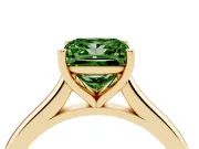 Princess Cut Cathedral Engagement Ring Setting for a Fancy Green Lab-Grown Diamond | Yellow Gold