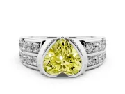 Heart-Shaped Half Bezel Engagement Ring Setting for a Fancy Yellow Lab-Grown Diamond | Channel Band | Sterling Silver