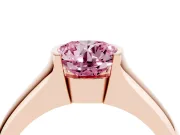 Round Half Bezel Engagement Ring Setting for a Fancy Pink Lab-Grown Diamond | Wide Band | Rose Gold