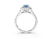 Emerald Cut Accented Halo Engagement Ring Setting for a Fancy Blue Lab-Grown Diamond | White Gold