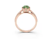Fancy Green Marquise Cut Diamond Solitaire Ring Set in Rose gold with Milgrain Double Row Round Pavé Band