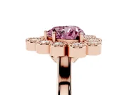 Heart-Shaped Milgrain Cluster Halo Engagement Ring Setting for a Fancy Pink Lab-Grown Diamond | Plain Band | Rose Gold