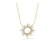 Round Lab-Grown Diamond Pavé Sunburst Pendant Necklace | Open Circle | Yellow Gold