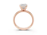 Asscher Cut Vintage Milgrain Solitaire Engagement Ring Setting | X Pattern Band | Rose Gold