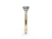 Cushion Cut Graduated Solitaire Engagement Ring Setting for a Fancy Blue Lab-Grown Diamond | Yellow Gold