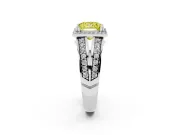 Princess Cut Halo Engagement Ring Setting for a Fancy Yellow Lab-Grown Diamond | Two-Row Pave Split Shank | White Gold