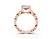 Asscher Cut Vintage Engraved Solitaire Engagement Ring Setting | Milgrain Pavé | Rose Gold