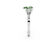 Pear-Shaped Hidden Halo Three Stone Engagement Ring Setting for a Fancy Green Lab-Grown Diamond | White Gold