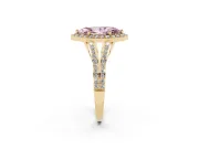 Marquise Split Shank Halo Engagement Ring Setting for a Fancy Pink Lab-Grown Diamond | Yellow Gold