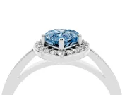 Fancy Blue Pear Cut Diamond Halo Ring Set in Silver with Solitaire Band and Prong Setting