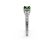 Asscher Cut Engraved Engagement Ring Setting for a Fancy Green Lab-Grown Diamond | White Gold