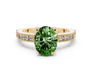 Oval Vintage Pavé Engagement Ring Setting for a Fancy Green Lab-Grown Diamond | Yellow Gold