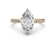 Marquise Hidden Halo Solitaire Engagement Ring Setting | Shared Prong Band | Yellow Gold