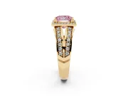 Princess Cut Halo Engagement Ring Setting for a Fancy Pink Lab-Grown Diamond | Two-Row Pave Split Shank | Yellow Gold