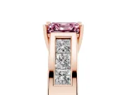 Asscher Cut Channel-Set Engagement Ring Setting for a Fancy Pink Lab-Grown Diamond | Rose Gold