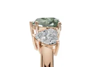 Heart-Shaped Three Stone Engagement Ring Setting for a Fancy Green Lab-Grown Diamond | Plain Band | Rose Gold