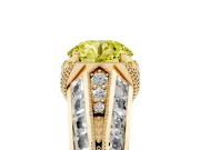 Round Vintage Milgrain Engagement Ring Setting for a Fancy Yellow Lab-Grown Diamond | Hidden Halo | Yellow Gold