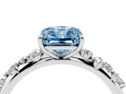 Radiant Cut Graduated Solitaire Engagement Ring Setting for a Fancy Blue Lab-Grown Diamond | White Gold