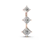 Princess Cut Lab-Grown Diamond Three-Stone Pendant Necklace | Set on Point | Rose Gold