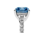 Asscher Cut Hidden Halo Pave Engagement Ring Setting for a Fancy Blue Lab-Grown Diamond | Claw Prongs | Sterling Silver