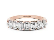 Emerald Cut Diamond Half Eternity Band Set in Rose gold with Prong Setting