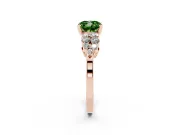Fancy Green Cushion Cut Diamond Cluster Engagement Ring Set in Rose gold with Pavé Band and Prong Setting