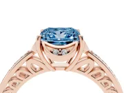 Princess Cut Floral Pavé Engagement Ring Setting for a Fancy Blue Lab-Grown Diamond | Rose Gold