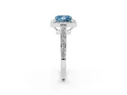 Fancy Blue Princess Cut Diamond Halo Pavé Engagement Ring Set in Silver with Bezel Setting