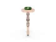 Princess Cut Vintage Scalloped Halo Engagement Ring Setting for a Fancy Green Lab-Grown Diamond | Pave Band | Rose Gold