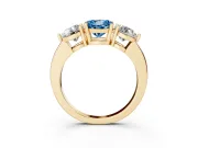 Round Three Stone Engagement Ring Setting for a Fancy Blue Lab-Grown Diamond | Large Round Side Stones | Yellow Gold
