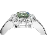 Emerald Cut Vintage Halo Engagement Ring Setting for a Fancy Green Lab-Grown Diamond | White Gold