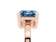 Fancy Blue Asscher Cut Diamond Solitaire Ring Set in Rose gold with Prong Head and Smooth Polished Band