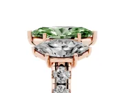 Marquise Three Stone Engagement Ring Setting for a Fancy Green Lab-Grown Diamond | Accented Shoulders | Rose Gold