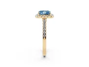 Princess Cut Halo Engagement Ring Setting for a Fancy Blue Lab-Grown Diamond | Pave Shoulders | Yellow Gold