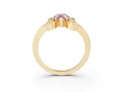 Fancy Pink Pear Cut Diamond Twisted Band Solitaire Ring Set in Yellow gold with Scroll Prongs