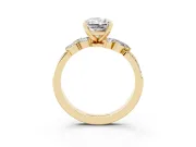 Radiant Cut Diamond Solitaire Ring Set in Yellow gold with Marquise Twist Band and Prong Setting