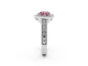 Heart-Shaped Milgrain Halo Engagement Ring Setting for a Fancy Pink Lab-Grown Diamond | Sterling Silver