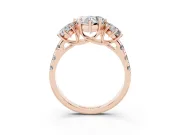Heart-Shaped Three Stone Engagement Ring Setting | Accented Shoulders | Rose Gold
