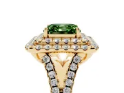 Asscher Cut Halo Split Shank Engagement Ring Setting for a Fancy Green Lab-Grown Diamond | Yellow Gold