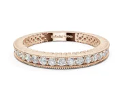 Round Lab-Grown Diamond Milgrain Channel Set Wedding Band | Fluted Gallery | Rose Gold