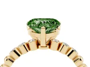 Heart-Shaped Beaded Engagement Ring Setting for a Fancy Green Lab-Grown Diamond | Yellow Gold