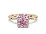 Radiant Cut Hidden Halo Ring Setting for a Fancy Pink Lab-Grown Diamond | Yellow Gold