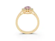 Fancy Pink Marquise Cut Diamond Halo Ring Set in Yellow gold with Round Halo and Smooth Solitaire Band