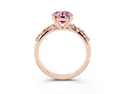 Round Graduated Accent Engagement Ring Setting for a Fancy Pink Lab-Grown Diamond | Rose Gold