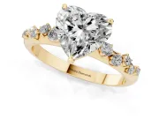 Heart-Shaped Solitaire Engagement Ring Setting | Graduated Scattered Accents | Yellow Gold