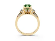 Cushion Cut Hidden Halo Three Stone Engagement Ring Setting for a Fancy Green Lab-Grown Diamond | Yellow Gold