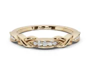 Round Lab-Grown Diamond Graduated Twisted Pavé Wedding Band | Marquise Motifs | Yellow Gold