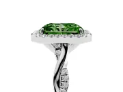 Radiant Cut Twist Halo Engagement Ring Setting for a Fancy Green Lab-Grown Diamond | Sterling Silver